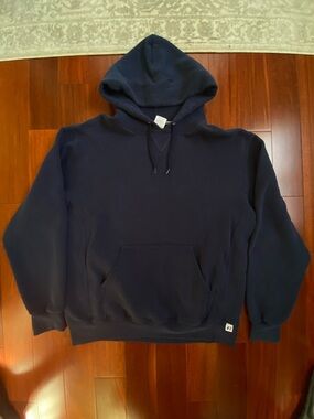Navy Pullover Hoodie - Men's Russell Athletic Classic Hoodie Fleece Sweatshirt